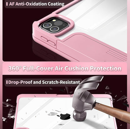 iFacemall Blush Pink Keyboard Case for iPad ,Touch Case 360° Rotating with Keyboard for iPad 12.9 inch,Trackpad,7-Colors Backlit