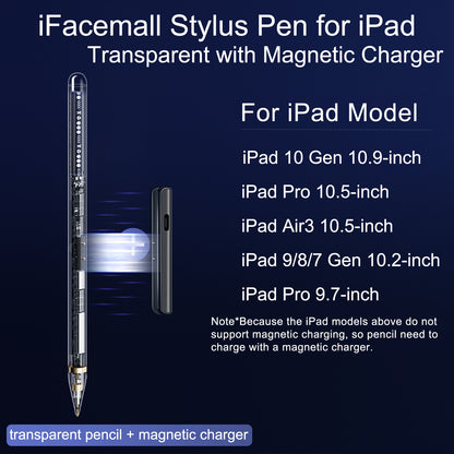 2023 iFacemall Stylus Pen for iPad with Magnetic Wireless Charging, Palm Rejection & High Precision