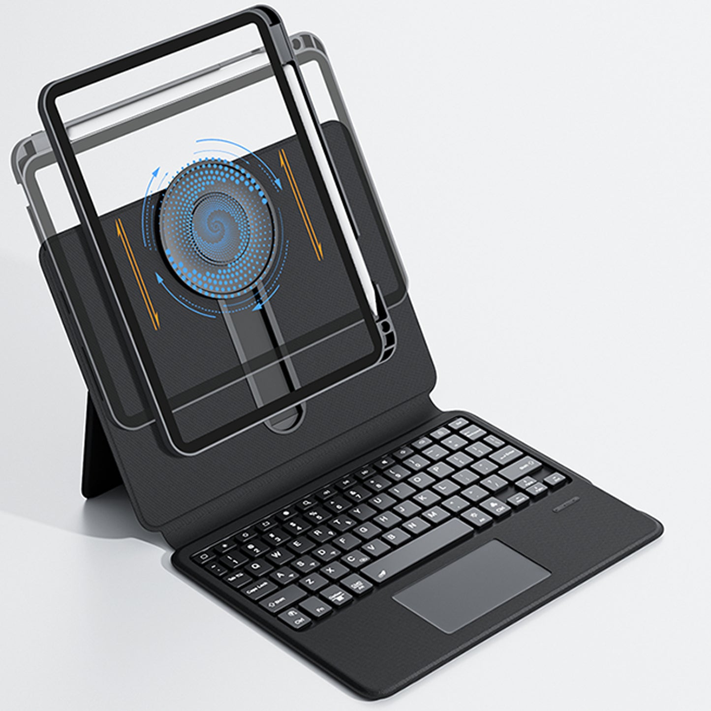 iFacemall black Stylish Keyboard Case with Foldable Stand Slide Rails for iPad 9th/8th/7th Gen 10.2inch (2021/2020/2019)