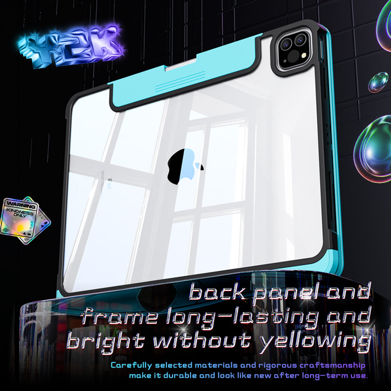 iFacemall 2025 Latest Cyberpunk Y2K Keyboard with tranparent case for iPad Pro 11inch (2018/2020/2021/2022)