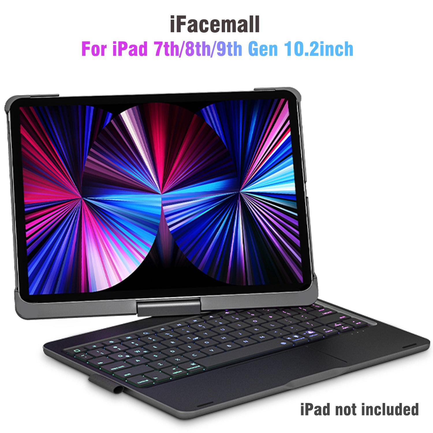 iFacemall 360 Stylish Swivel Case for iPad with Keyboard