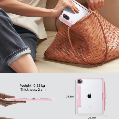 iFacemall Blush Pink Keyboard Case for iPad ,Touch Case 360° Rotating with Keyboard for iPad 12.9 inch,Trackpad,7-Colors Backlit
