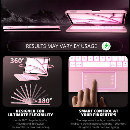 iFacemall Blush Pink Keyboard Case for iPad ,Touch Case 360° Rotating with Keyboard for iPad 12.9 inch,Trackpad,7-Colors Backlit
