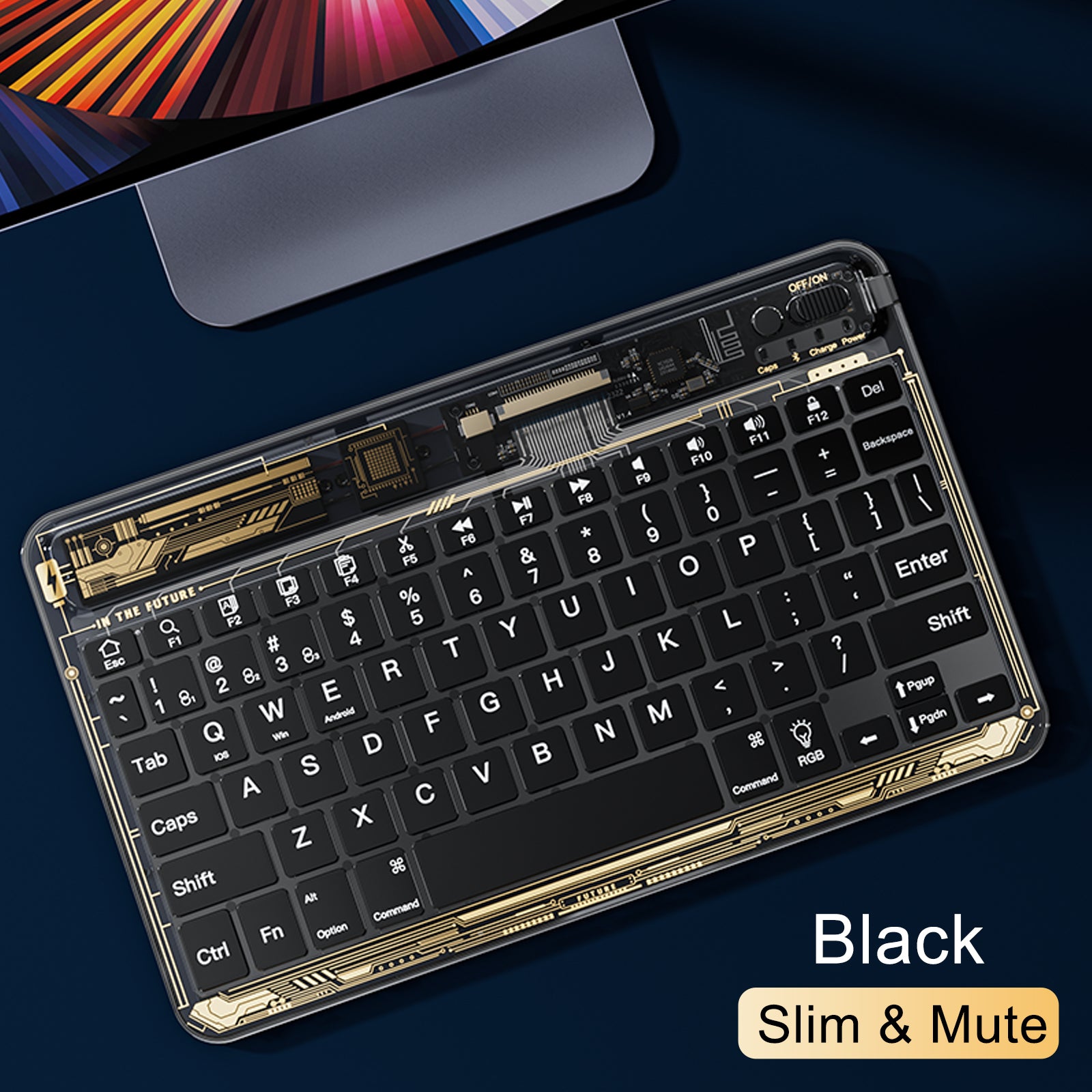 2023 iFacemall Stylish Wireless Keyboard for ios win android, Transparent