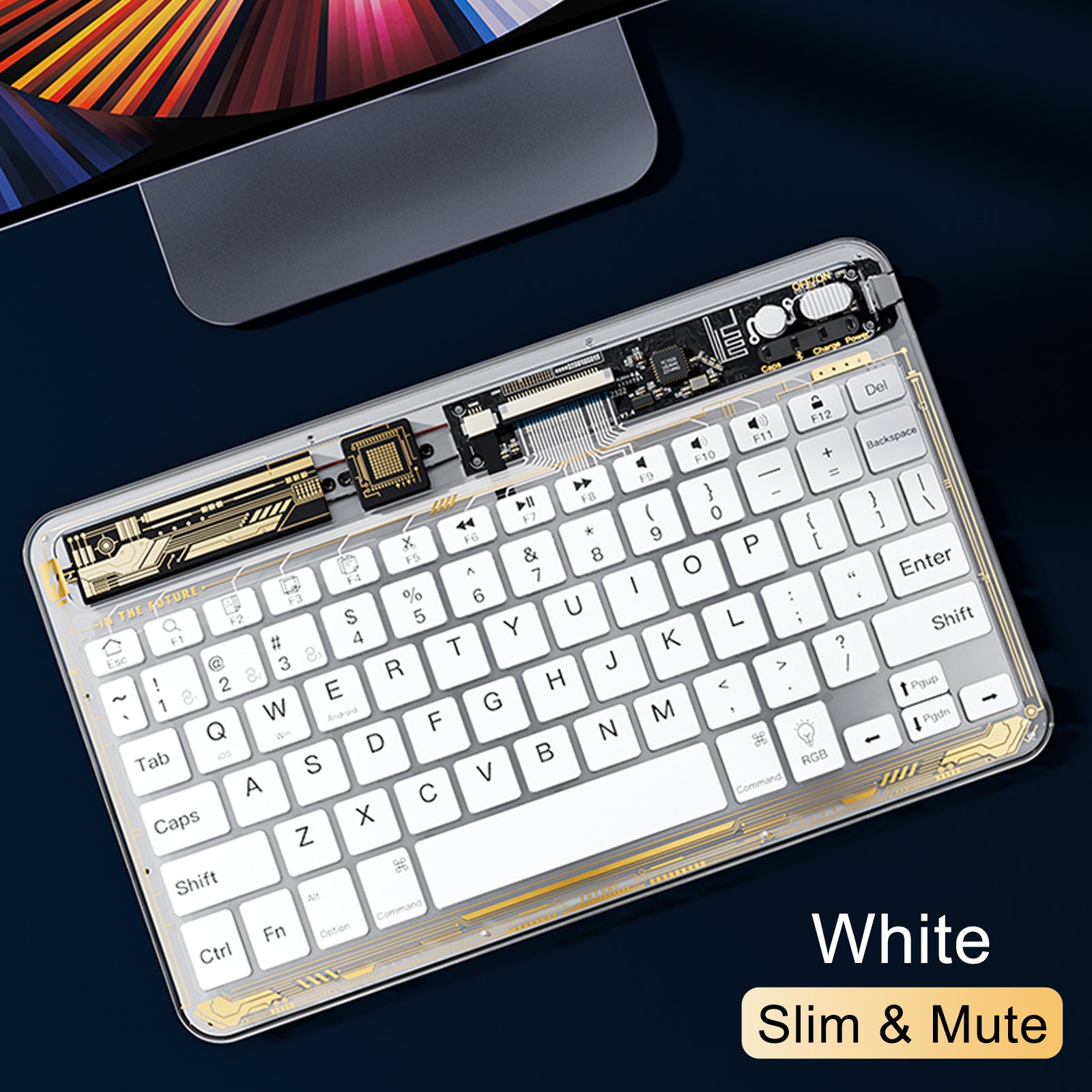 2023 iFacemall Stylish Wireless Keyboard for ios win android, Transparent