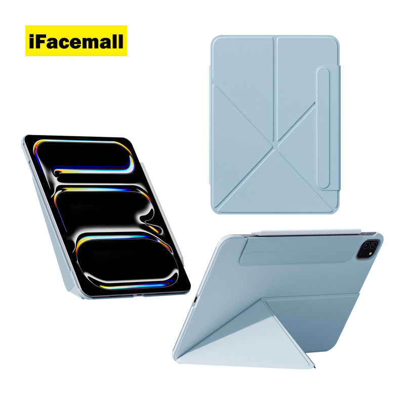 iFacemall Ultra-Light 2.8mm Slim Case for iPad – Landscape & Portrait Stand, Shockproof, Magnetic, Super Slim & Lightweight, Foldable with Adjustable Angles, Triangular Structure for Stability