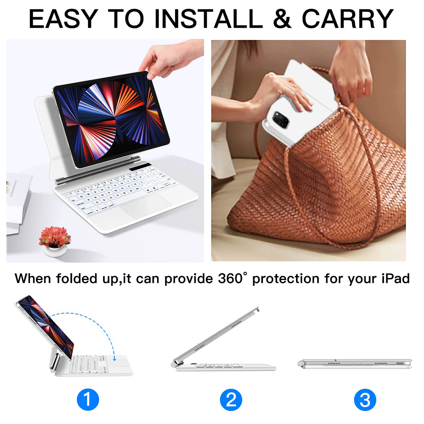 iFacemall Original iPad-Inspired Magic Keyboard Case – Trackpad, 7-Color Backlight, Magnetic Attachment & Ultra-Slim Protection
