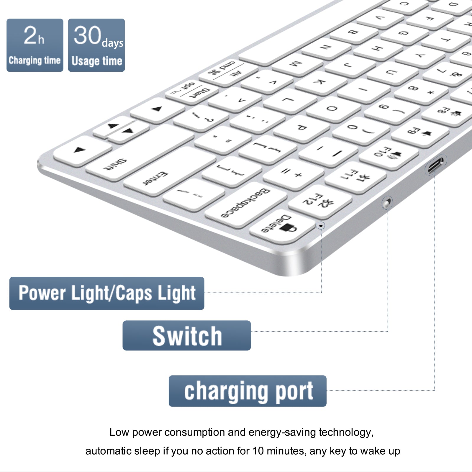 iFacemall Multi-Device Bluetooth Keyboard, Switch up to 2 Devices