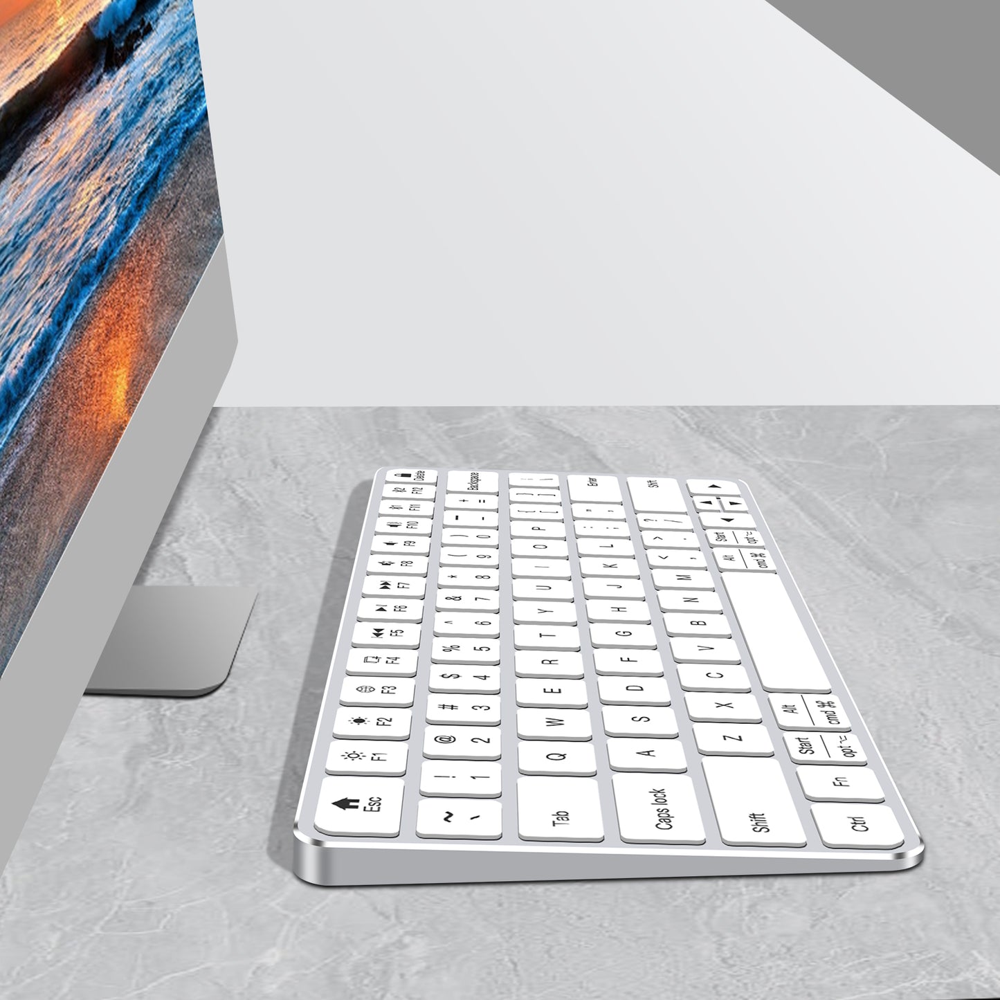 iFacemall Multi-Device Bluetooth Keyboard – Wireless Rechargeable Keyboard for Computer, Tablet & Smartphone