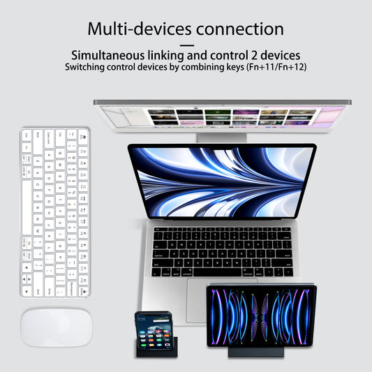 iFacemall Multi-Device Bluetooth Keyboard – Wireless Rechargeable Keyboard for Computer, Tablet & Smartphone